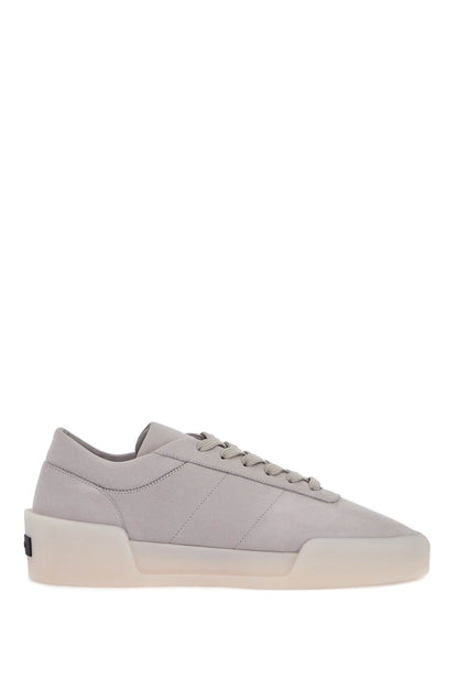 Low Top Sneakers Aerobic Light Gray Leather With Velcro Closure  - Grey