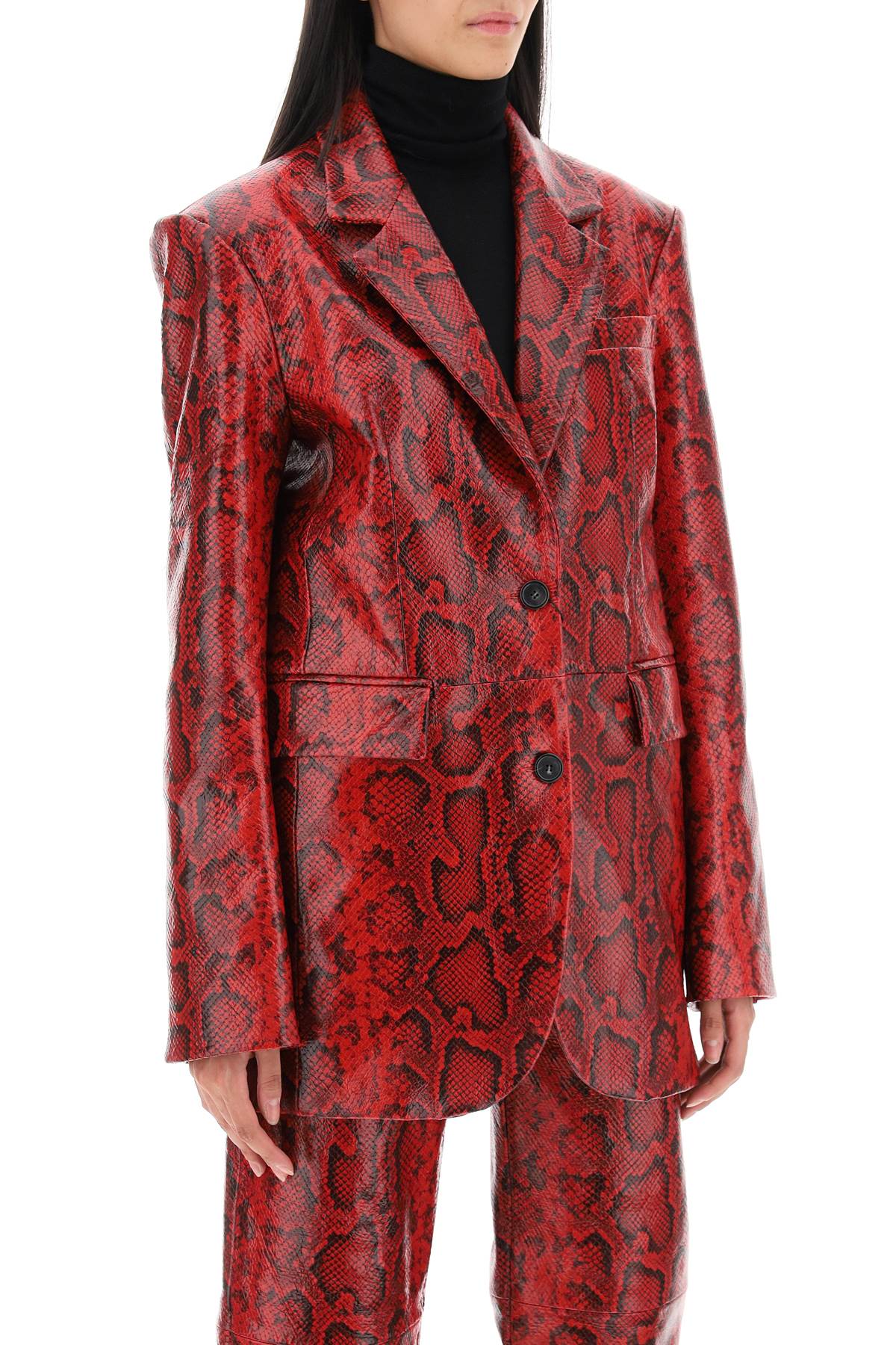 Fiorigi Snake-effect Leather Jacket  - Red