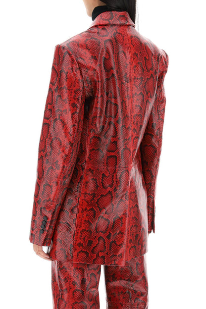 Fiorigi Snake-effect Leather Jacket  - Red