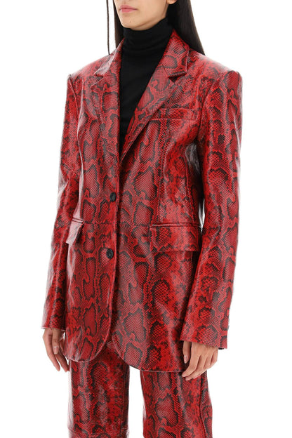 Fiorigi Snake-effect Leather Jacket  - Red