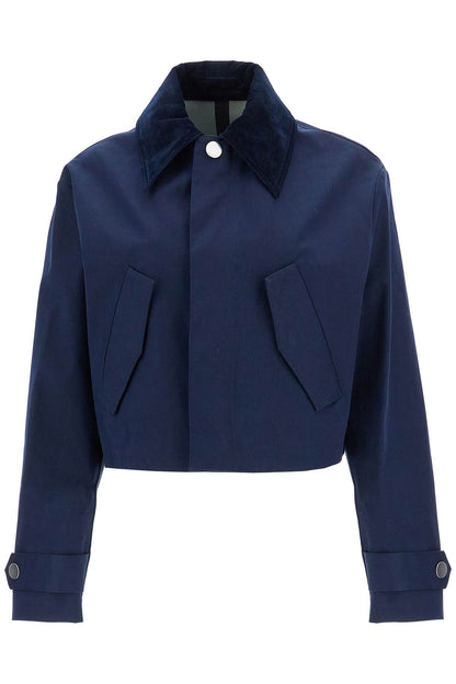 Cropped Canvas Jacket For Women  - Blue