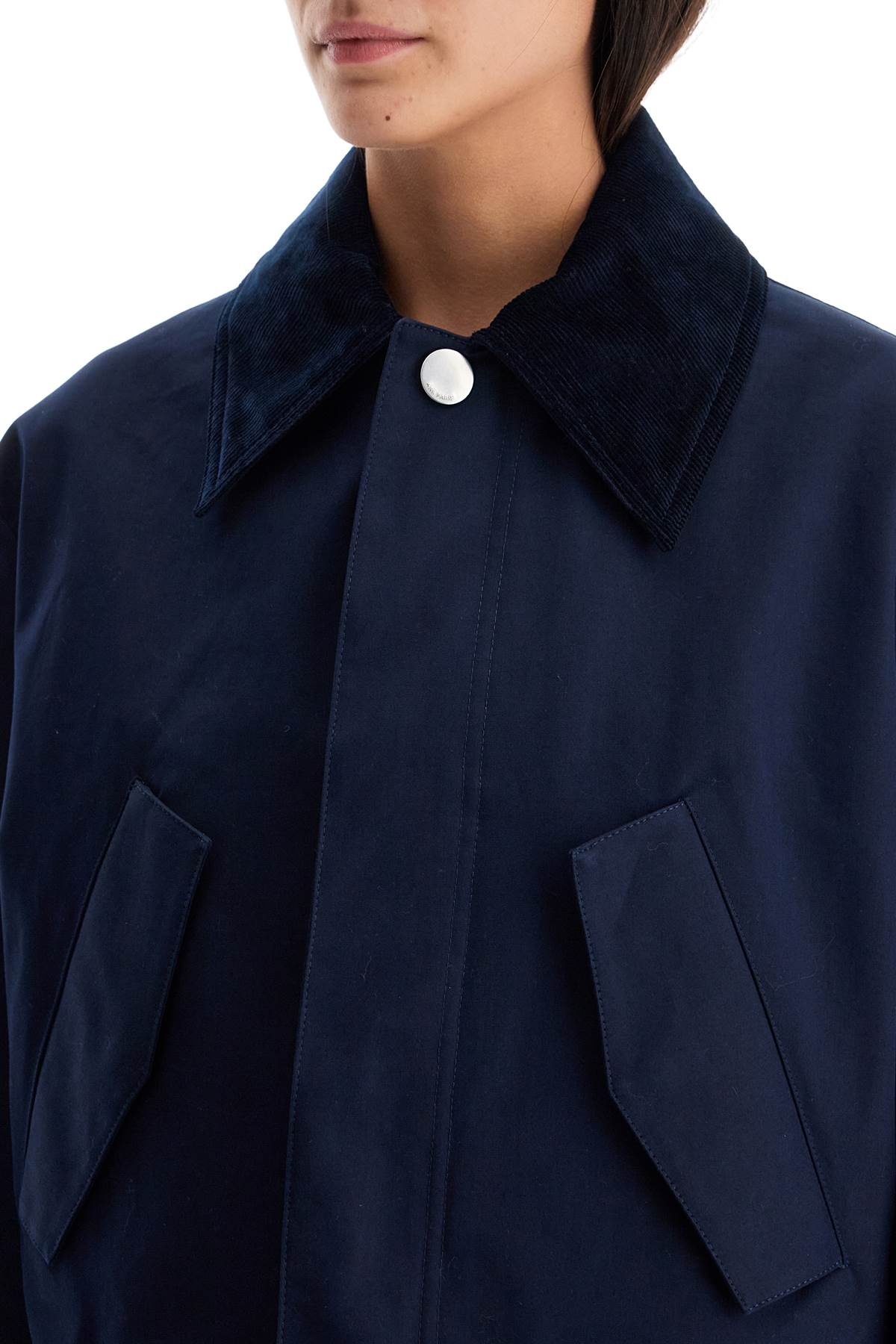 Cropped Canvas Jacket For Women  - Blue