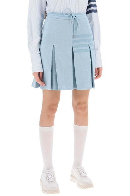 Knitted 4-bar Pleated Skirt  - Light Blue