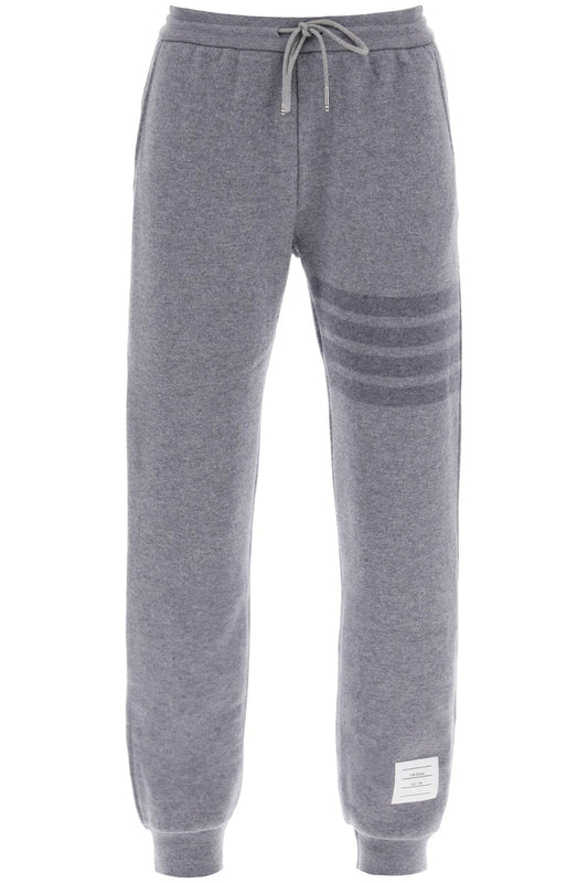 Knitted Joggers With 4-bar Motif  - Grigio