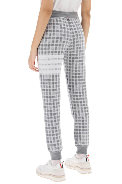 4-bar Joggers In Check Knit  - Grey