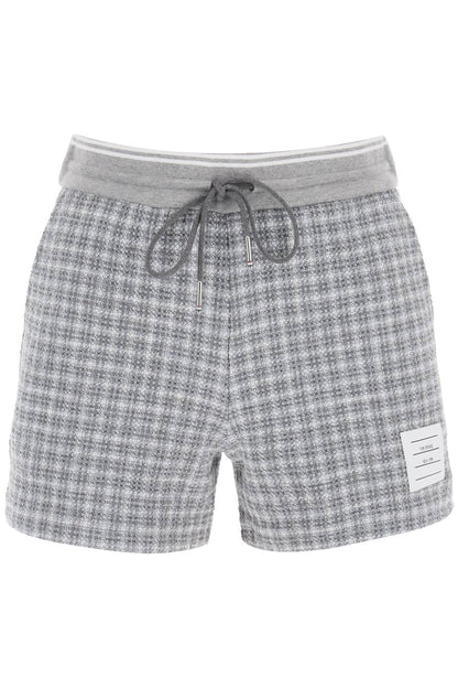 Check Tweed Sweatshorts  - Grey