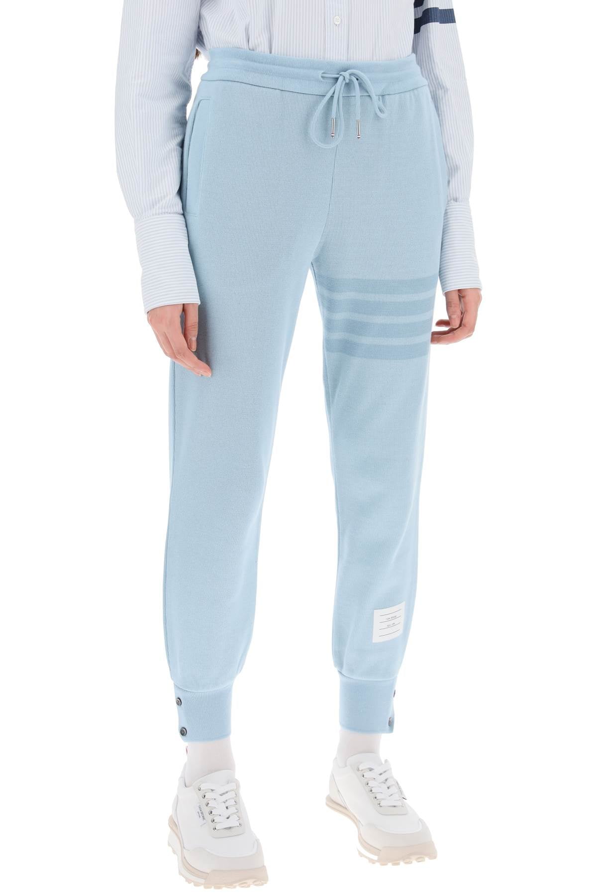 4-bar Joggers In Cotton Knit  - Light Blue