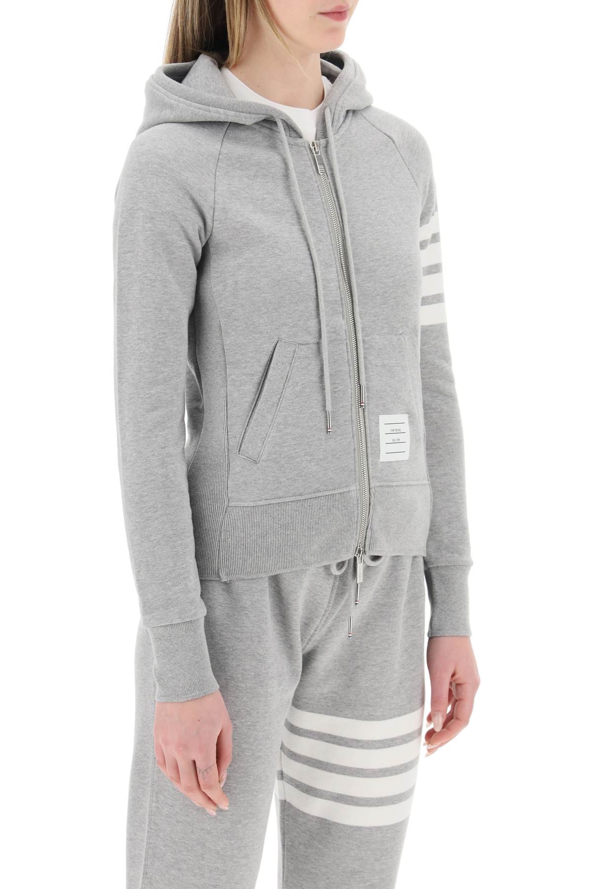 4-bar Full Zip Hoodie  - Grey