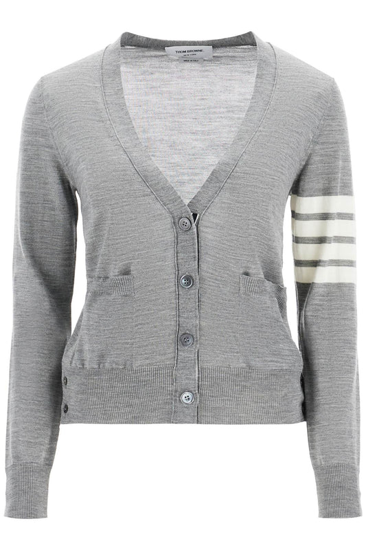 4-bar Merino Wool Cardigan  - Grey