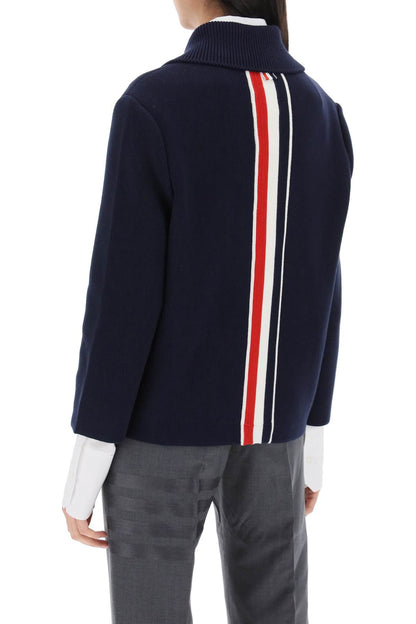 Cotton-cashmere Knit Jacket  - Blue