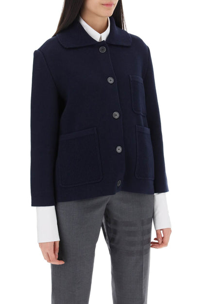 Cotton-cashmere Knit Jacket  - Blue