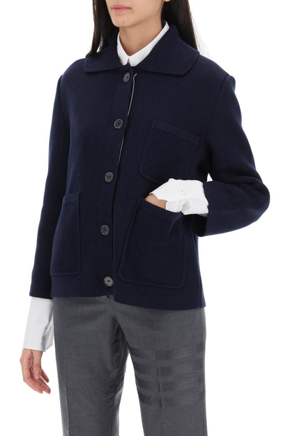 Cotton-cashmere Knit Jacket  - Blue