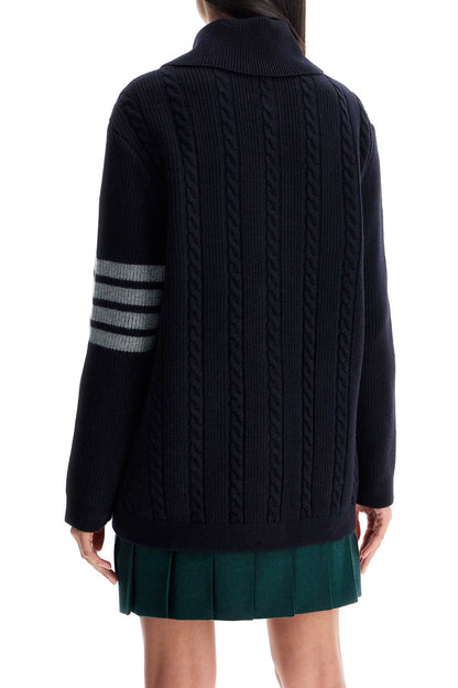 '4-bar Heavy Knit Cardigan  - Blue