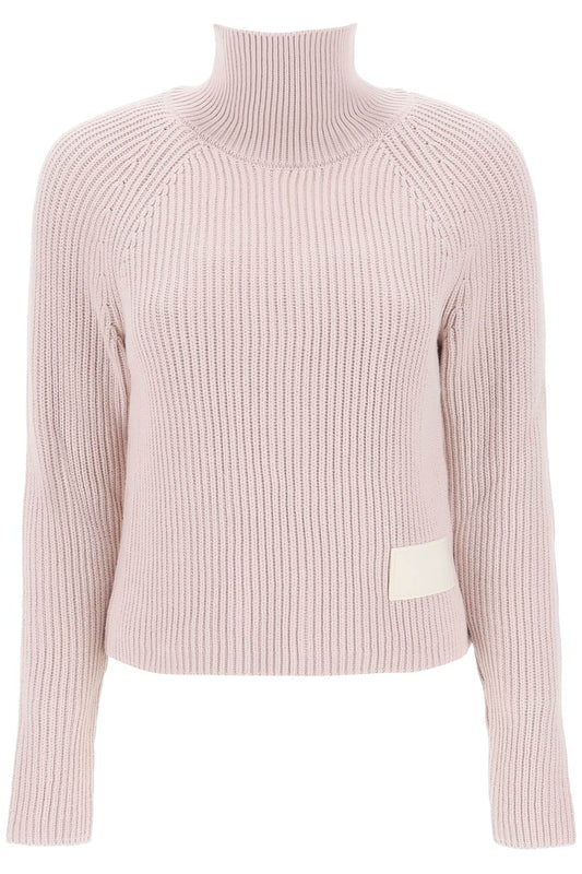 English Rib Funnel-neck Sweater  - Pink