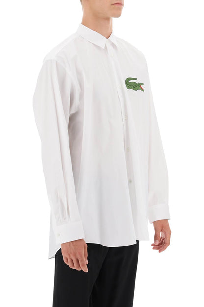 X Lacoste Oversized Shirt With Maxi Patch  - Bianco