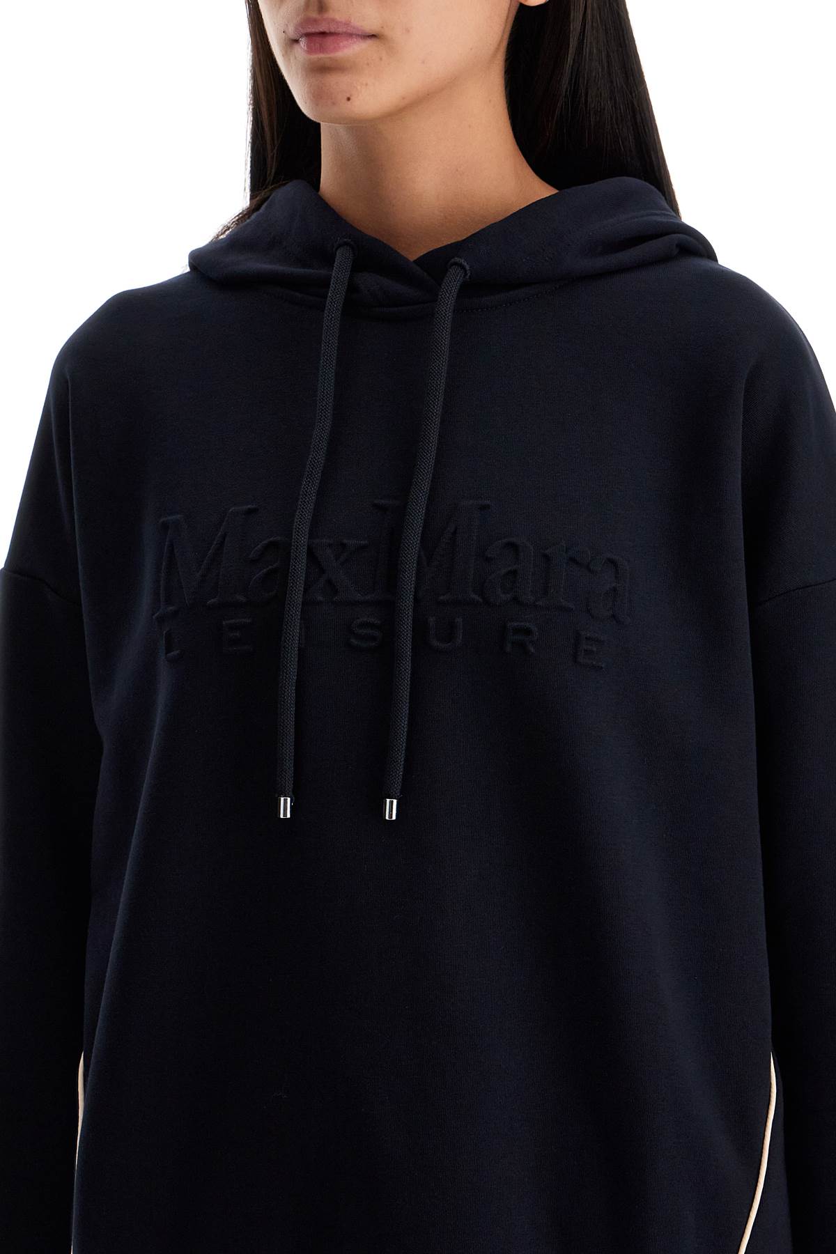 Hooded Sweatshirt With Piping  - Black