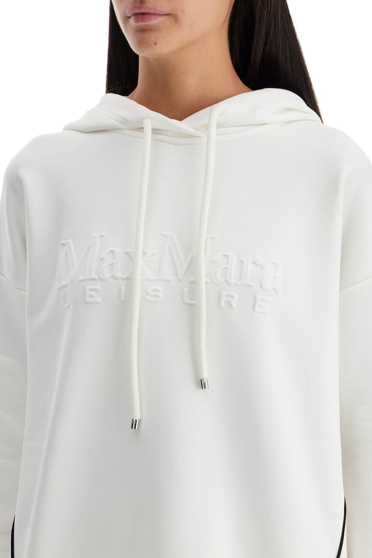 Hooded Sweatshirt With Piping  - White