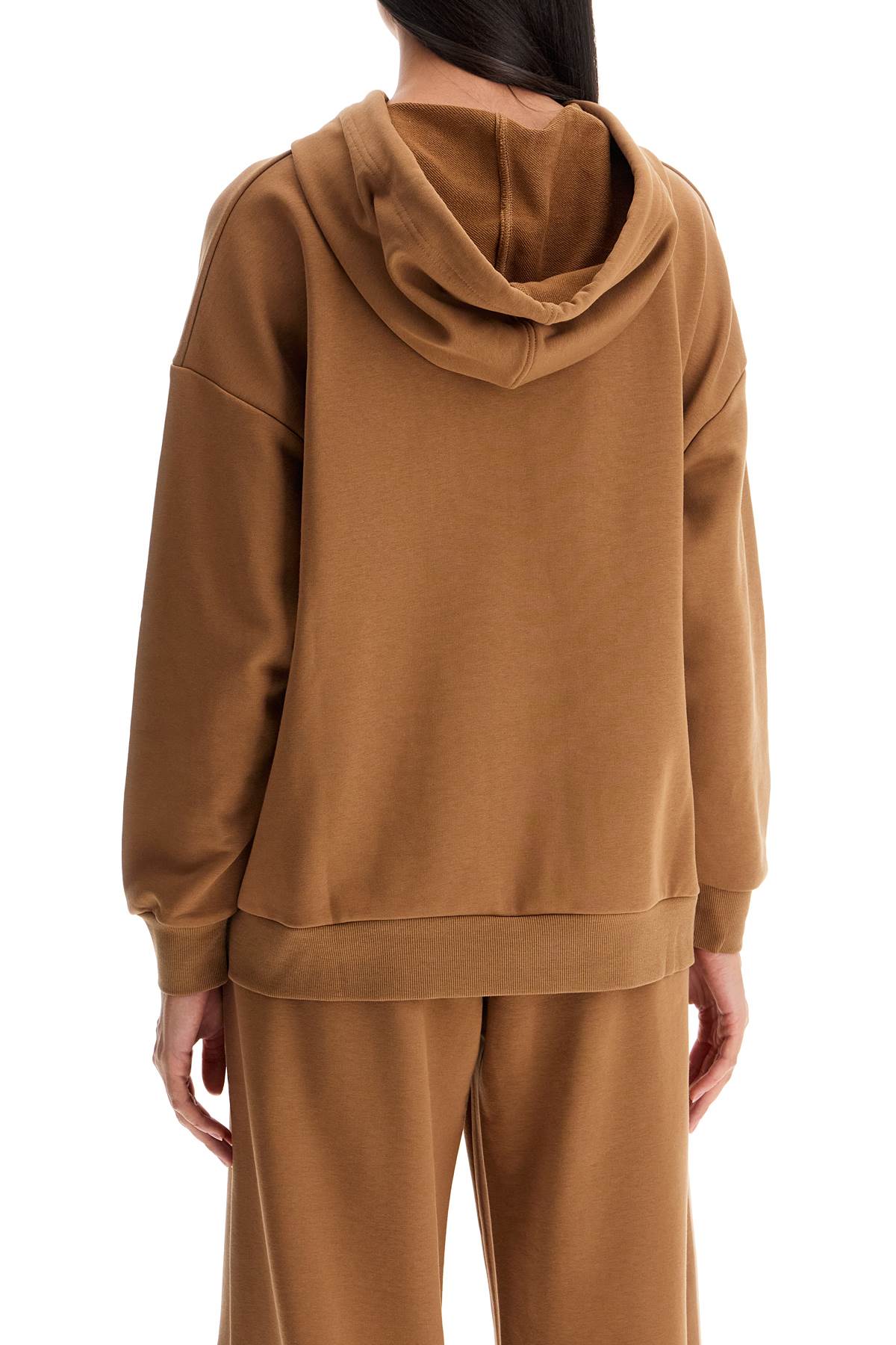 Hooded Sweatshirt With Piping  - Brown