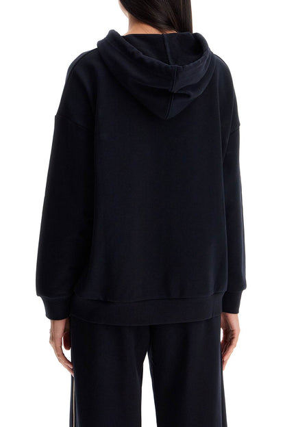 Hooded Sweatshirt With Piping  - Black