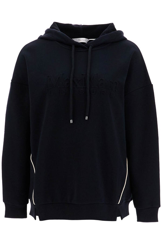 Hooded Sweatshirt With Piping  - Black