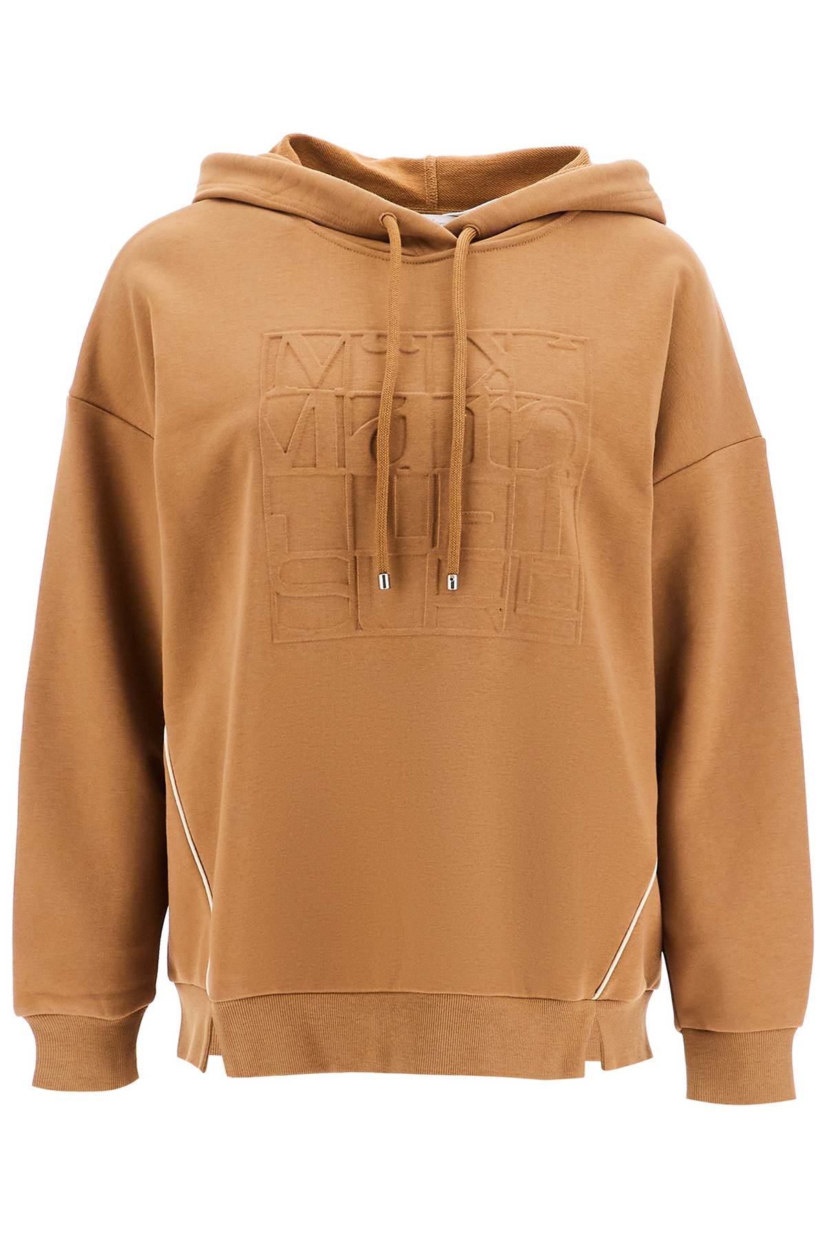 Hooded Sweatshirt With Piping  - Brown