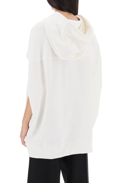 Sleeveless Sweatshirt With Logo Print  - Bianco