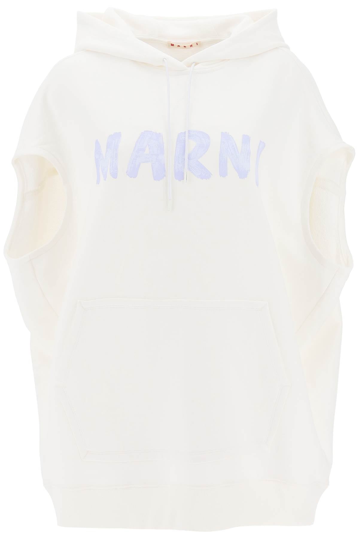 Sleeveless Sweatshirt With Logo Print  - Bianco