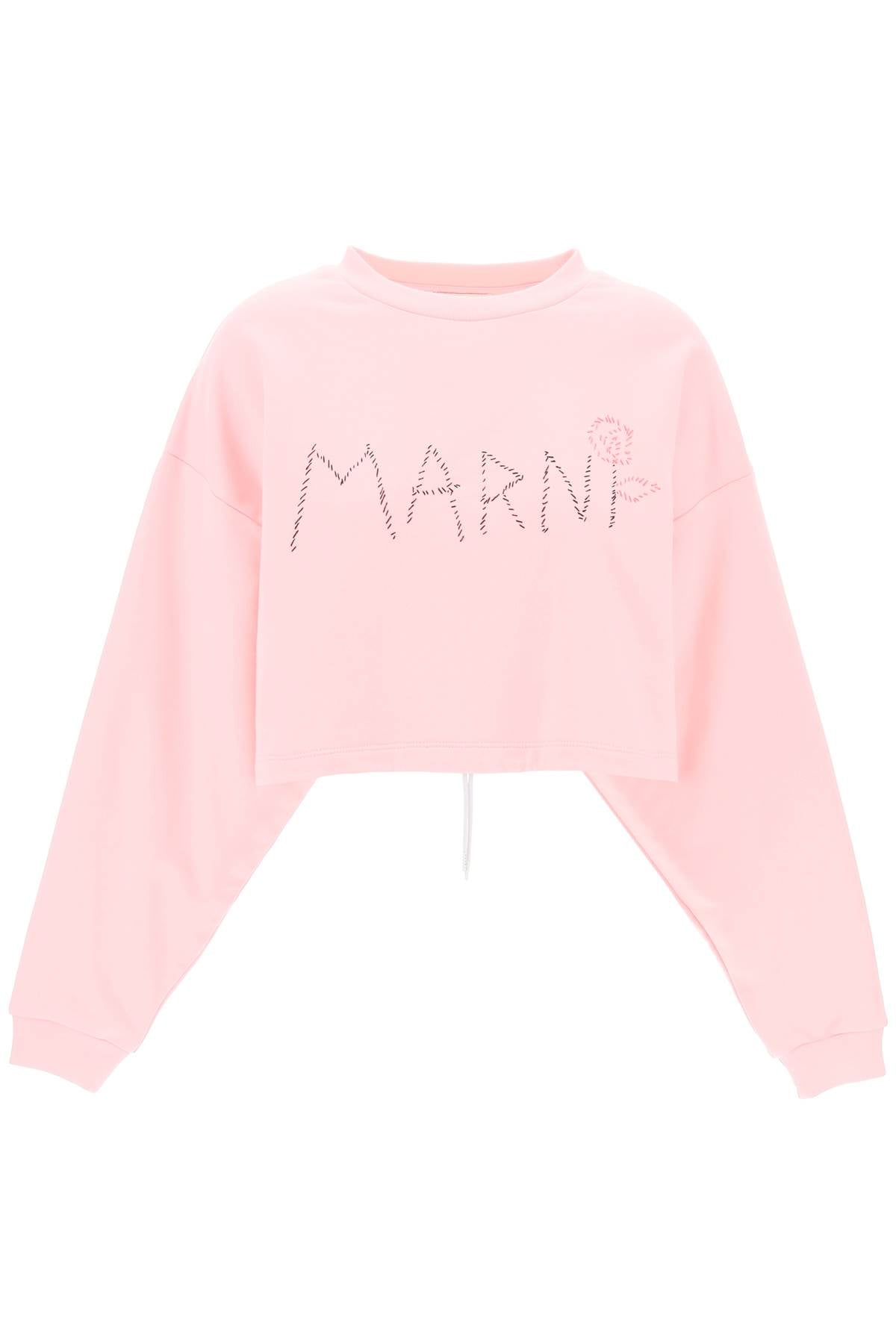 "organic Cotton Sweatshirt With Hand-embroid  - Pink