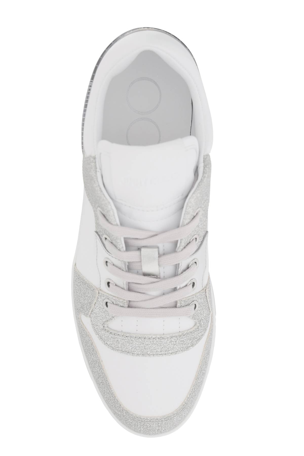 'florent' Glittered Sneakers With Lettering Logo  - Bianco