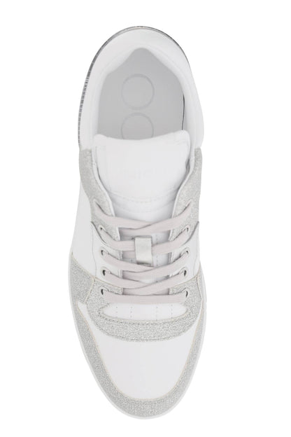 'florent' Glittered Sneakers With Lettering Logo  - Bianco