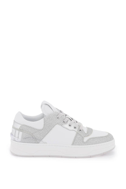 'florent' Glittered Sneakers With Lettering Logo  - Bianco