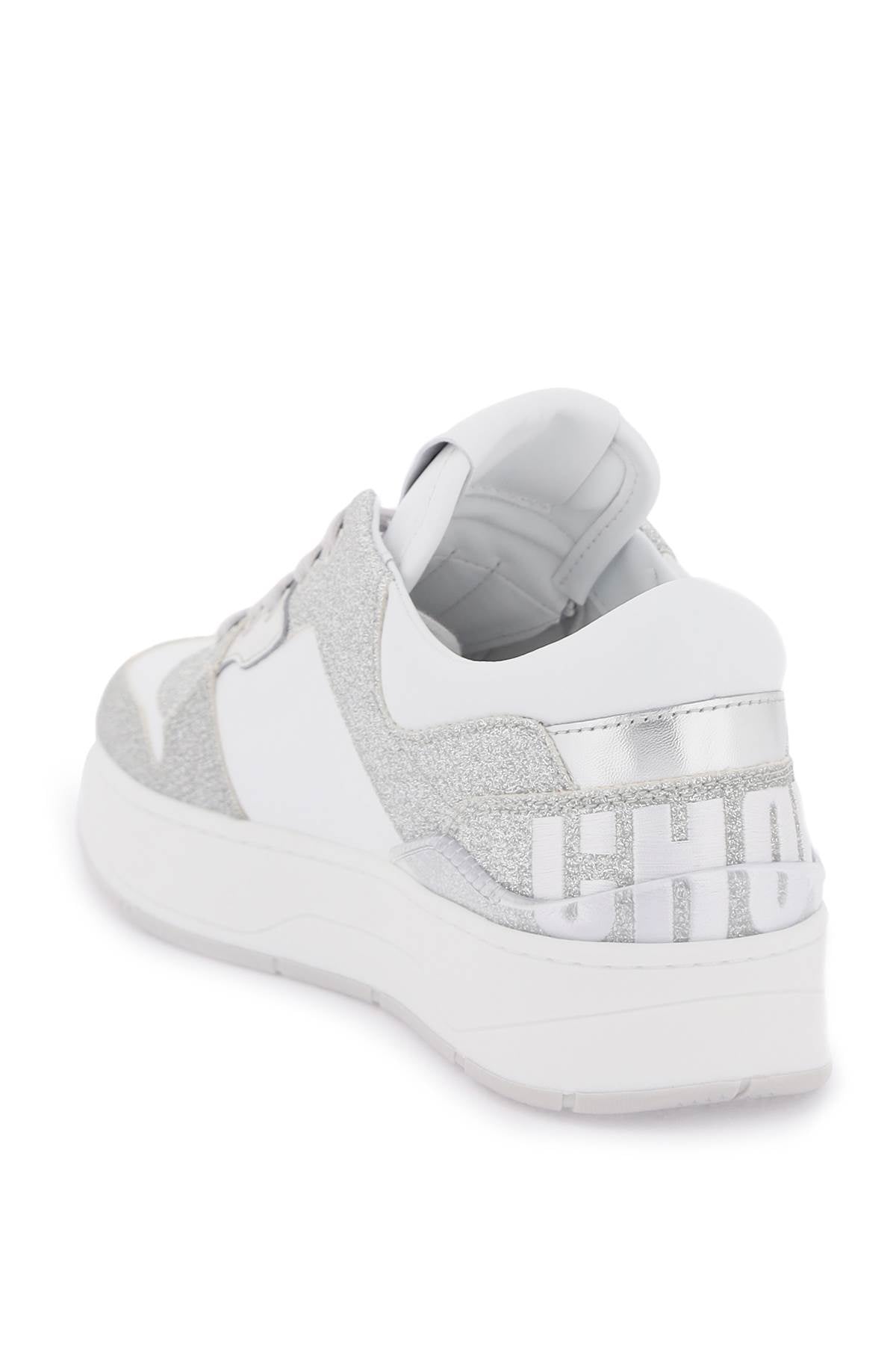 'florent' Glittered Sneakers With Lettering Logo  - Bianco