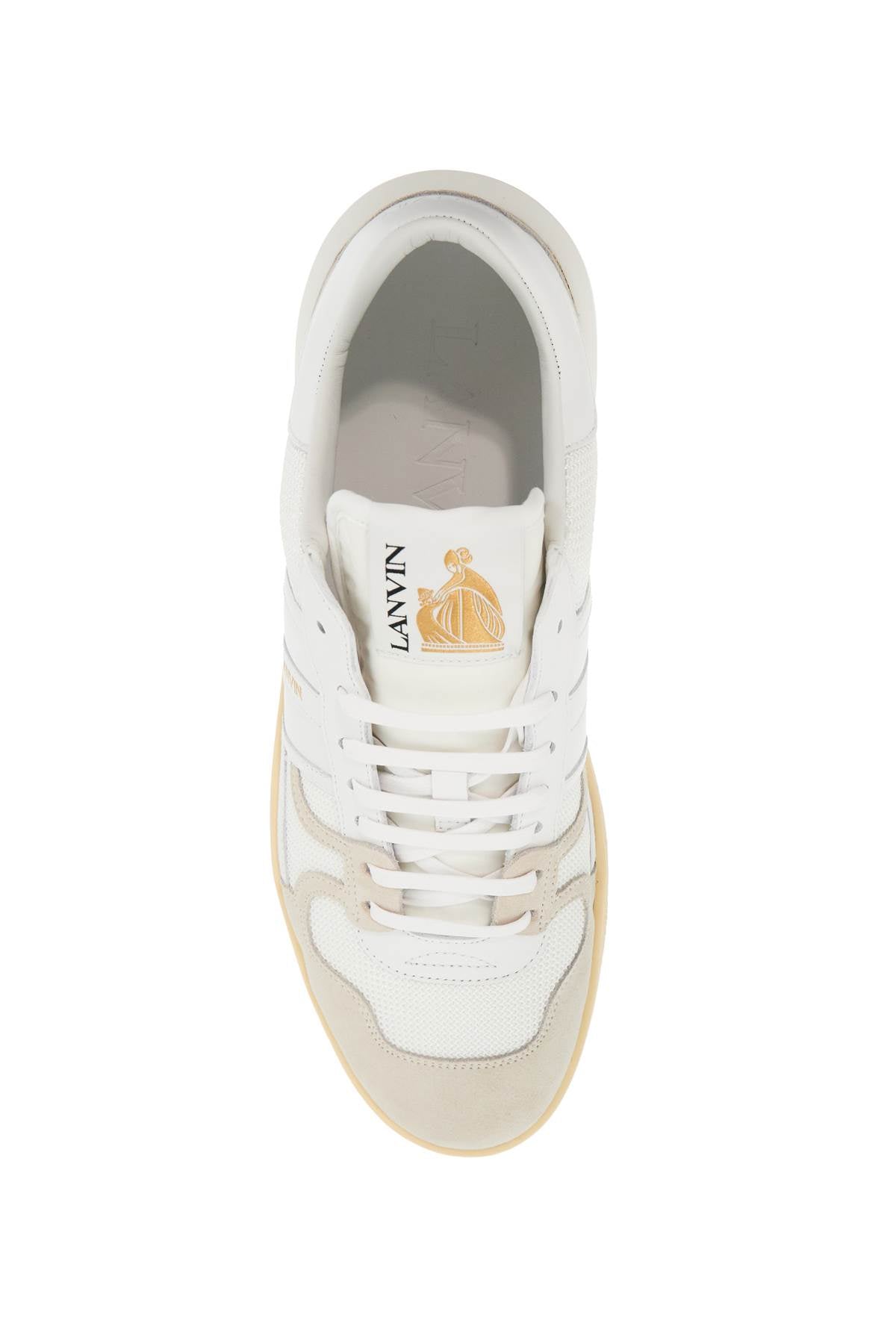 "mesh And Leather Clay Sneakers With  - White