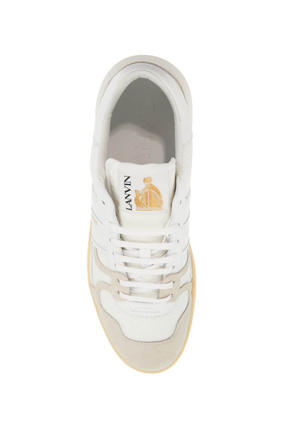 "mesh And Leather Clay Sneakers With  - White