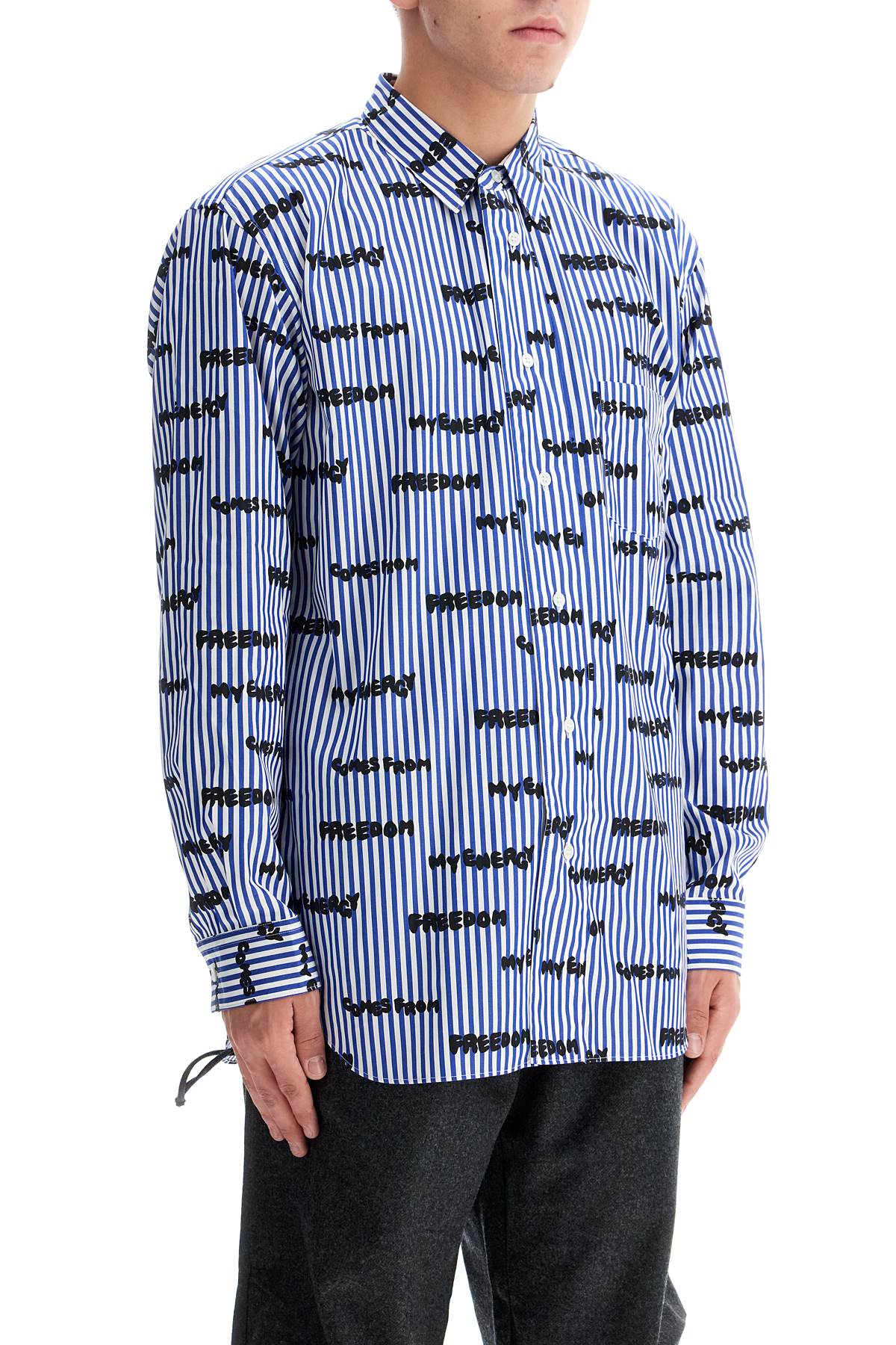 Striped Printed Shirt  - Blue