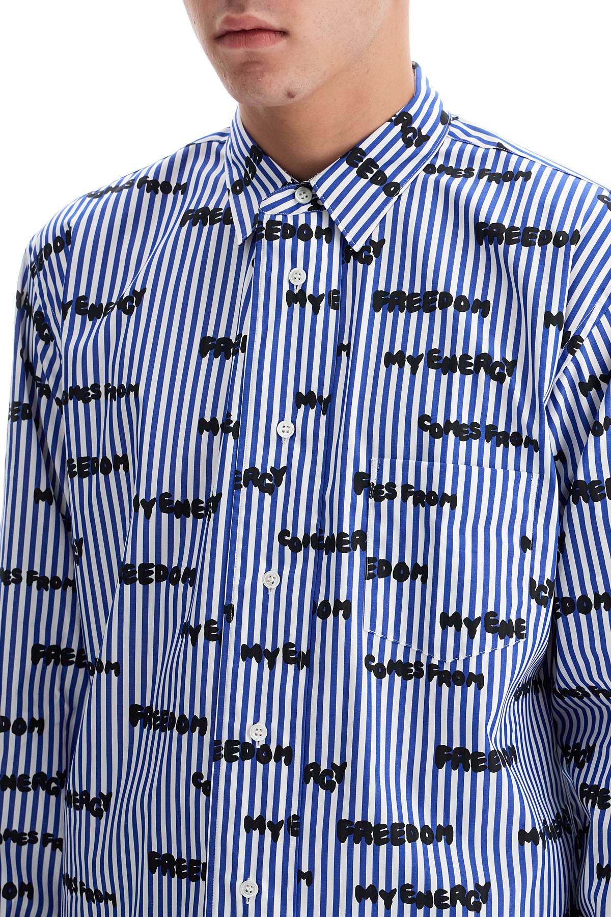 Striped Printed Shirt  - Blue