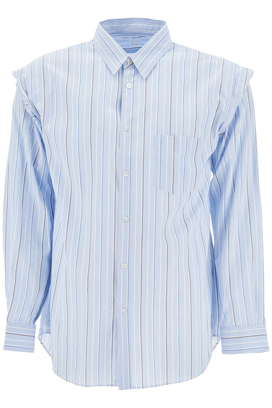 Striped Shirt With Pocket  - Light Blue