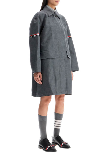 Waterproof Technical Wool Coat With Rwb Stripes  - Grey