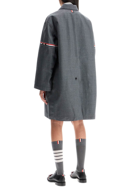 Waterproof Technical Wool Coat With Rwb Stripes  - Grey