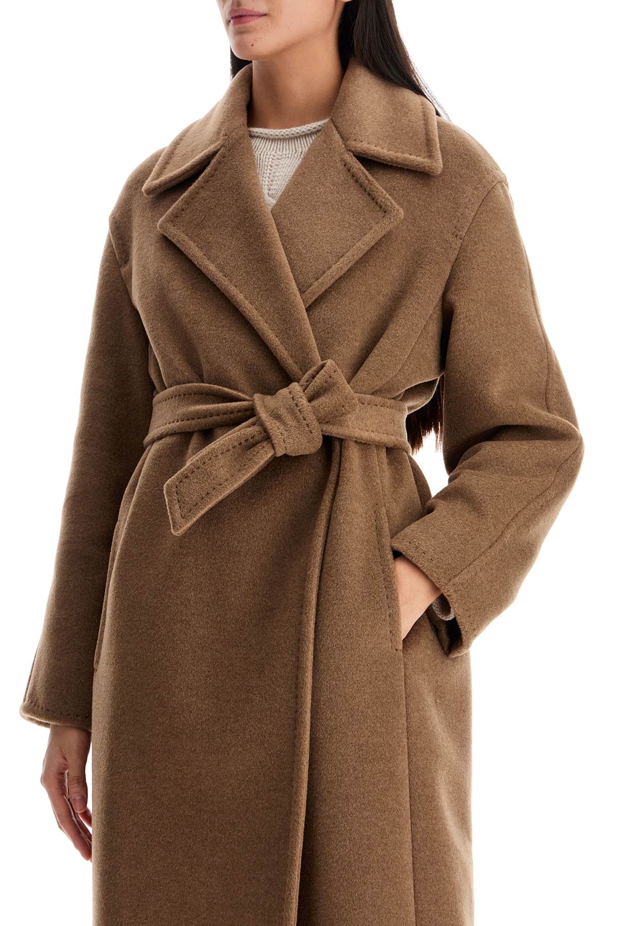 Alpaca, Wool And Cashmere Robe Coat  - Brown