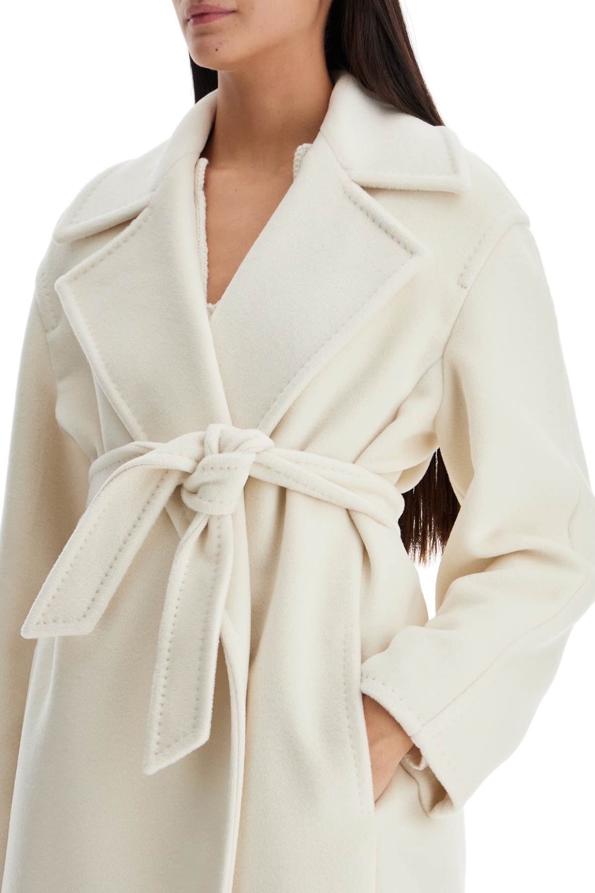 Alpaca, Wool And Cashmere Robe Coat  - White