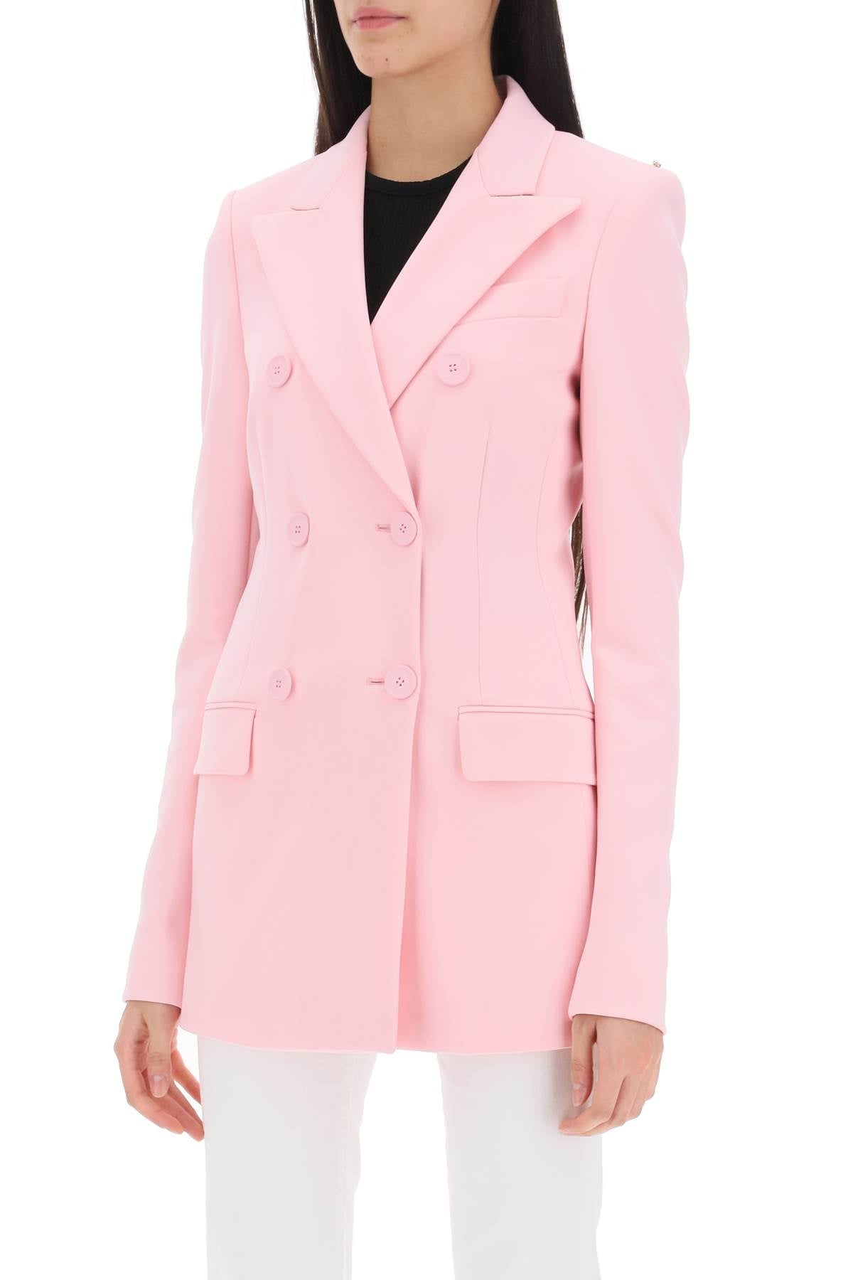 Frizzo Double-breasted Blazer In Jersey  - Pink