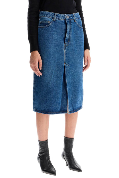 Denim Midi Skirt In Seven  - Blue