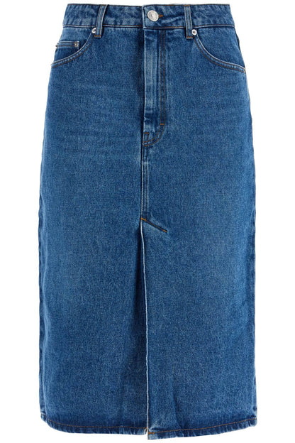 Denim Midi Skirt In Seven  - Blue