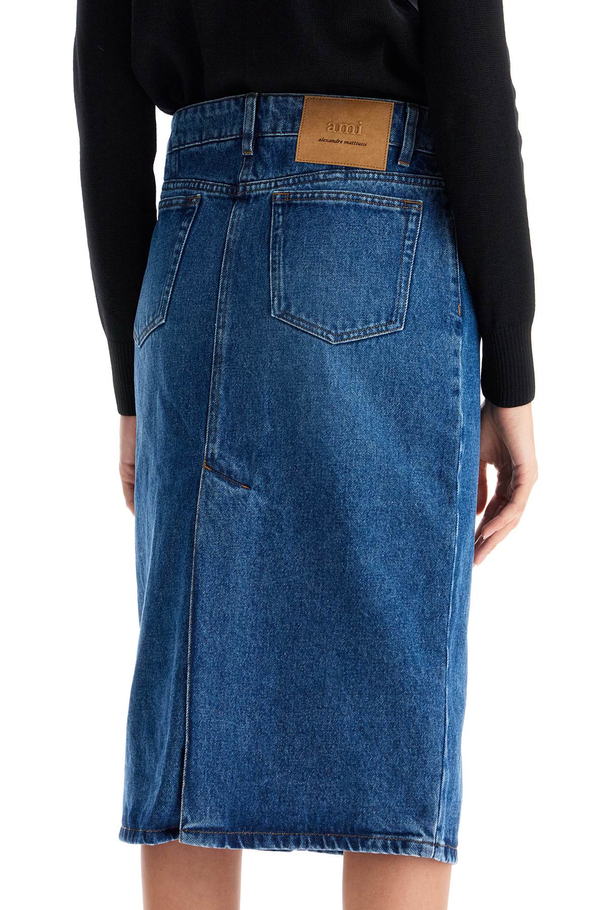 Denim Midi Skirt In Seven  - Blue