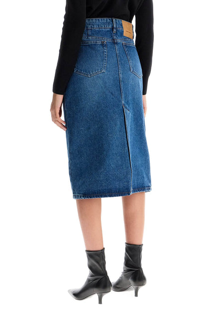 Denim Midi Skirt In Seven  - Blue