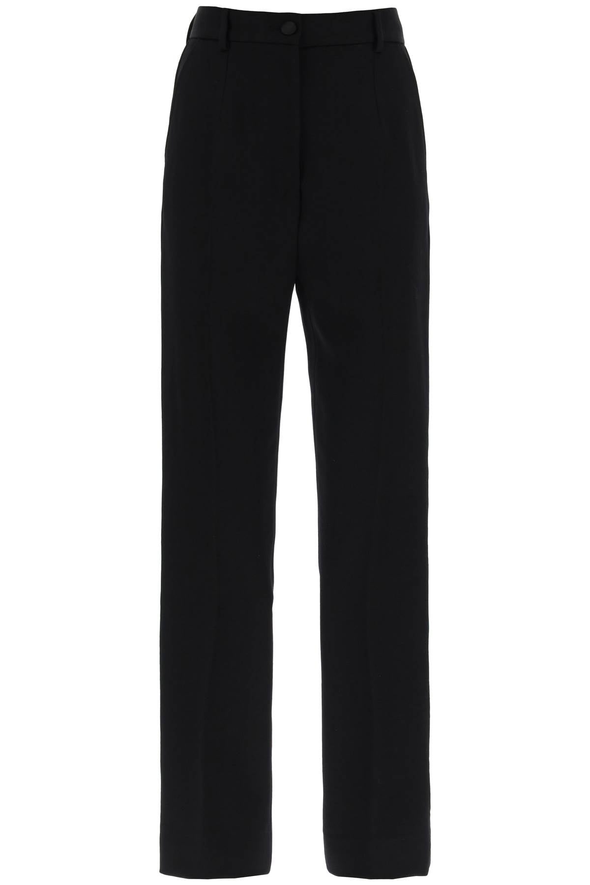 Wool Gabardine Cigarette Pants.  - Black