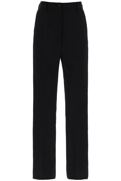 Wool Gabardine Cigarette Pants.  - Black