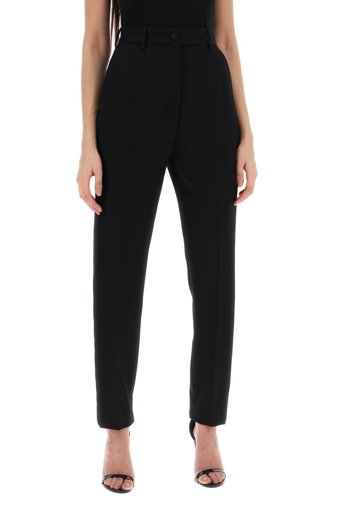 Wool Gabardine Cigarette Pants.  - Black