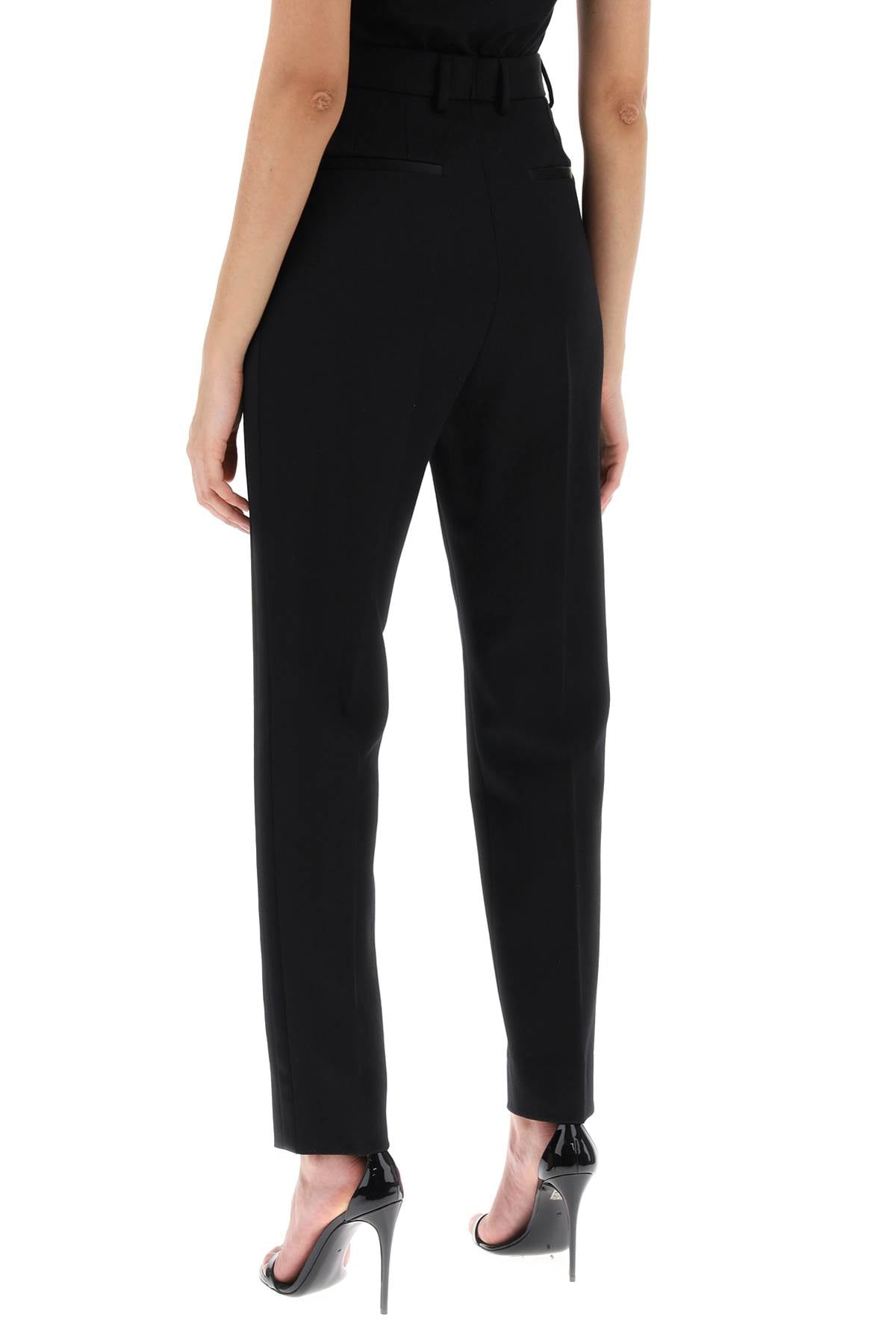 Wool Gabardine Cigarette Pants.  - Black